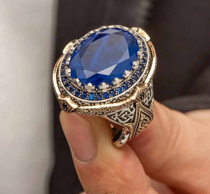 خاتم فضة تركي مستورد مع حجر الزفير