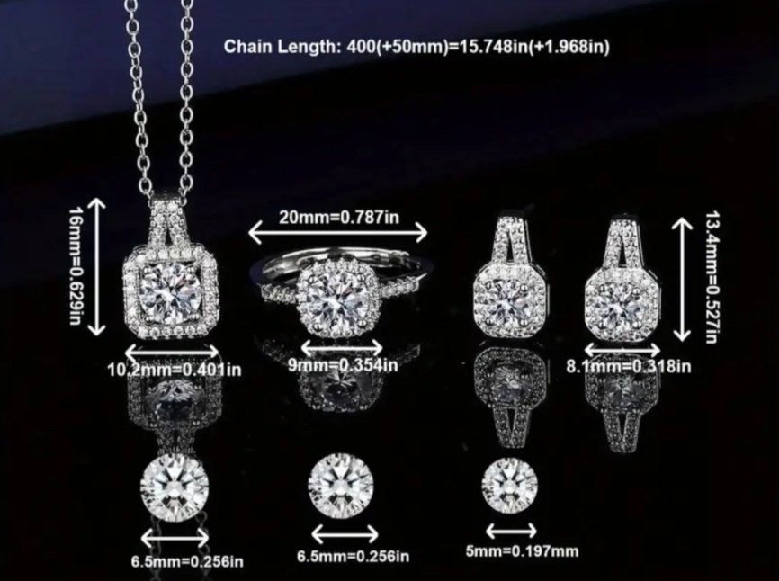 طقم فضة استرلينى 925 محلى بفص حجر المواسانيت