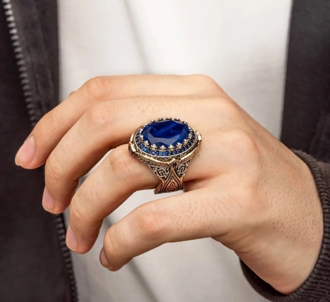 خاتم فضة تركي مستورد مع حجر الزفير