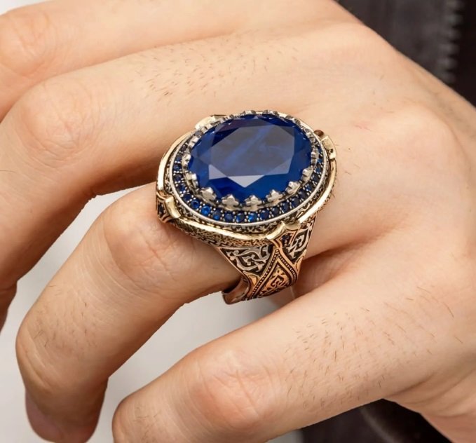 خاتم فضة تركي مستورد مع حجر الزفير