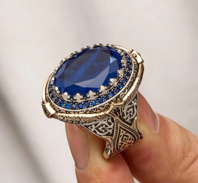 خاتم فضة تركي مستورد مع حجر الزفير