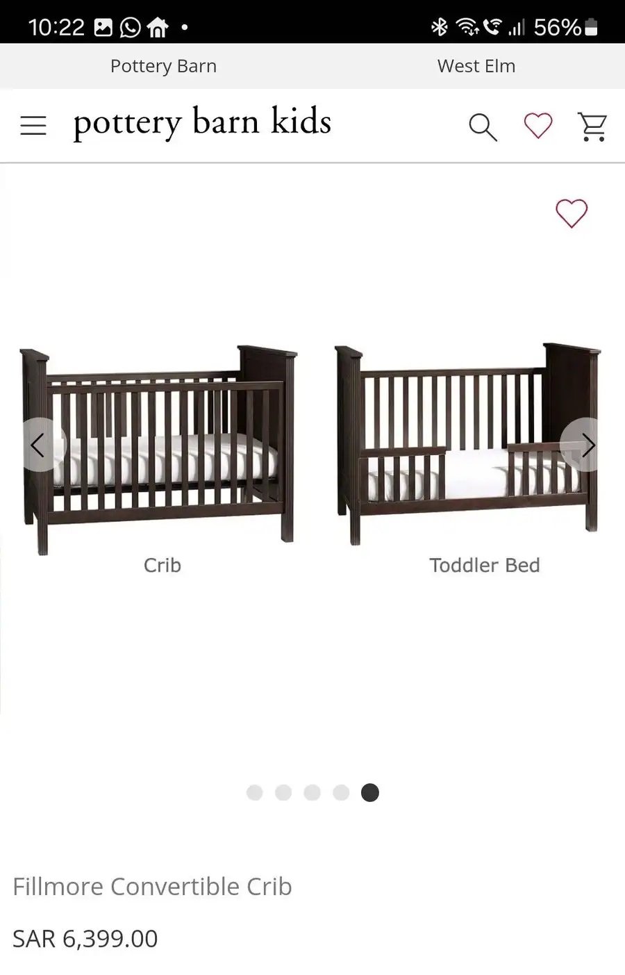 filmore baby crip from pottery barn سرير أطفال