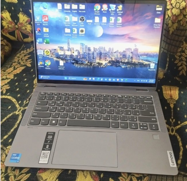 لابتوب لمس وبصمة مع قلم بكرتونه ممتاز جدا وسريع