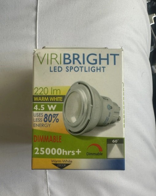 Gu10 lamp 4.5watt dimable warm white