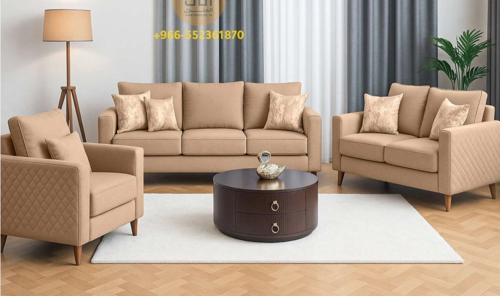 طقم كنب روما 3+3+1 – كنب رمادي فاخر لمنازل الرياض