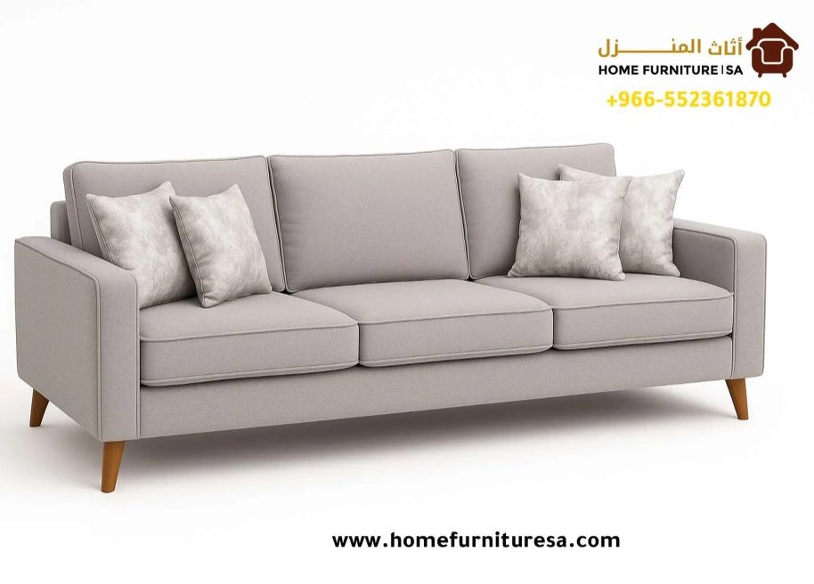 طقم كنب روما 3+3+1 – كنب رمادي فاخر لمنازل الرياض