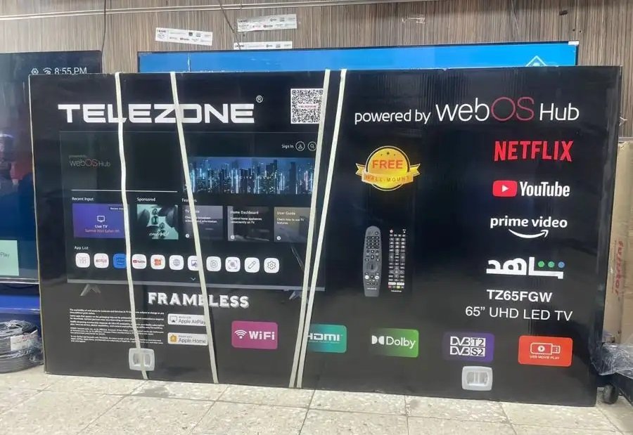 شاشة تلفزيون 65 بوصة ماركة شركة تليزون سمارت 4k سعر الجلمة