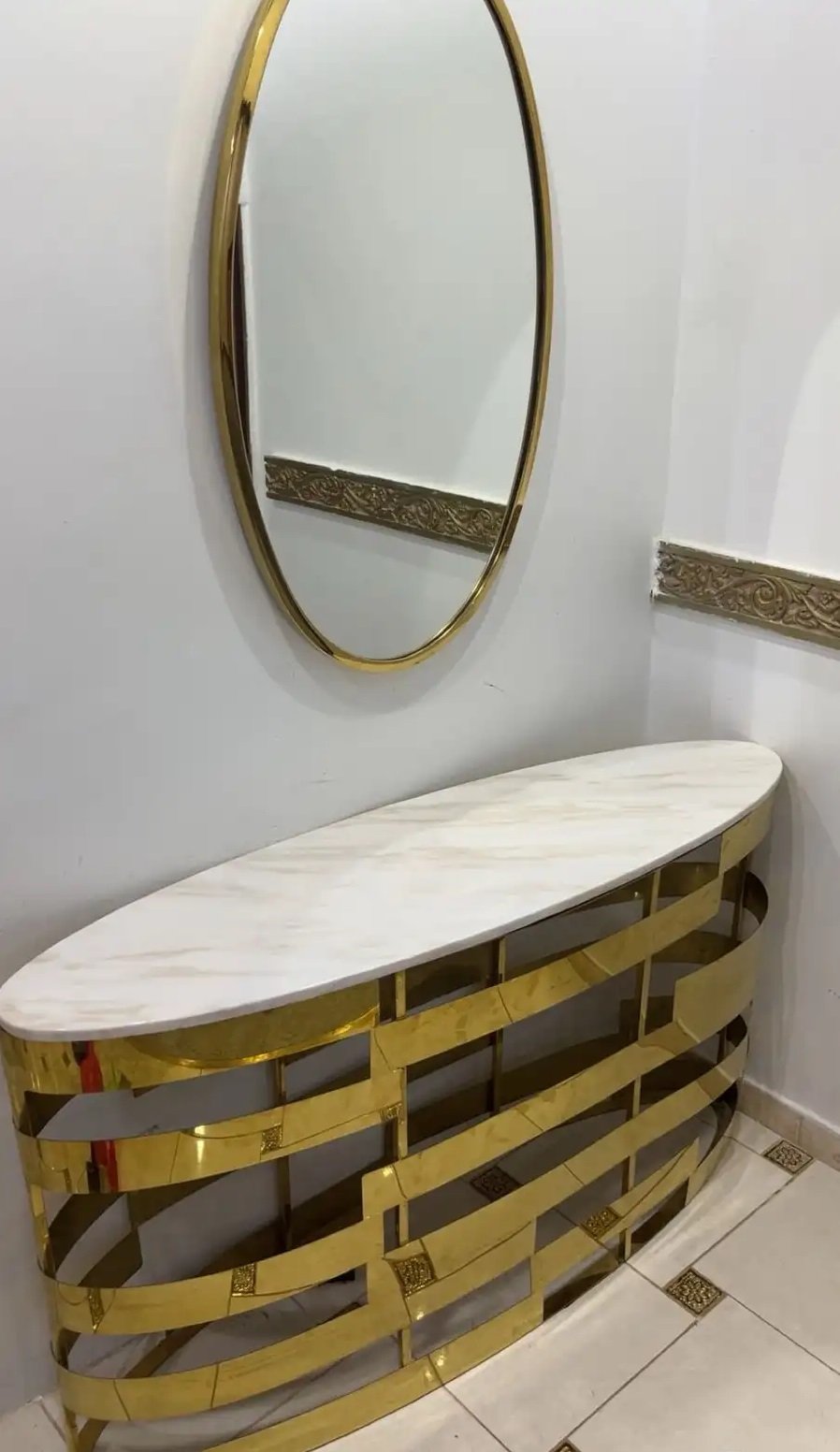 طاولة مدخل رخام واستيل