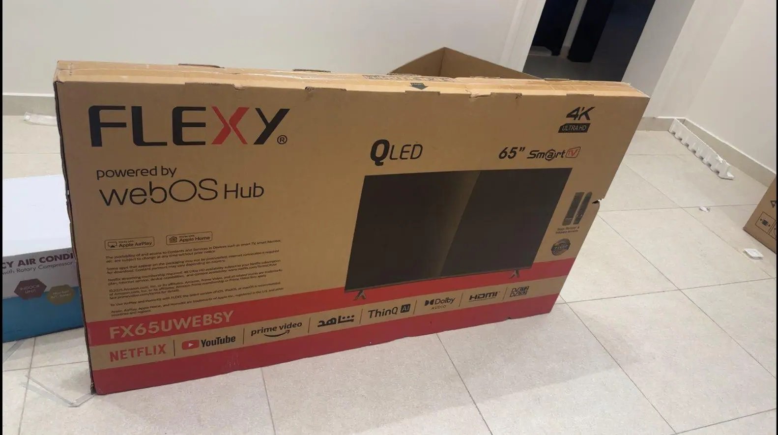 شاشه 65 بوصه جديده في كرتونها المواصفات اعلى دقه QLED-4K