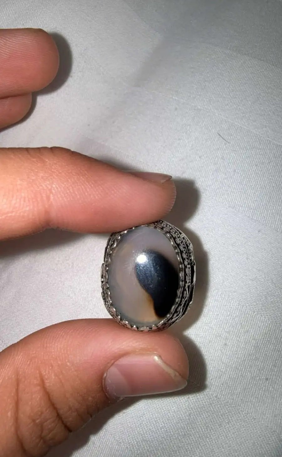 عقيق يماني فضه عيار 925 جديد