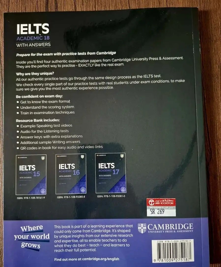 كتاب IELTS Academic 18 النسخة الرسمية من Cambridge