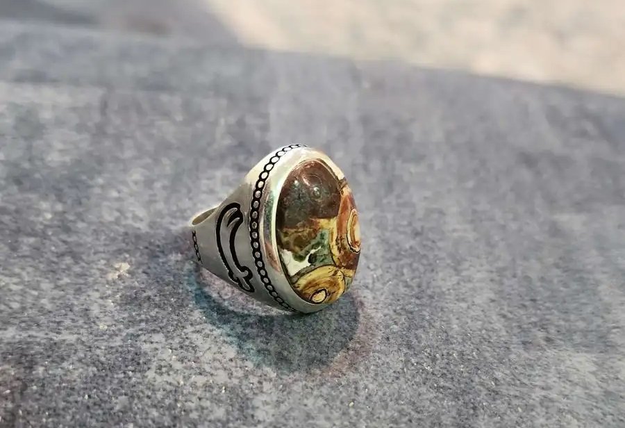 خاتم عقيق داودي نقش يدوي