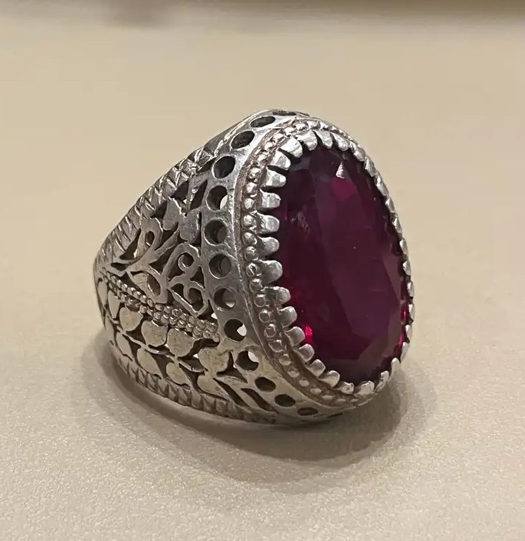 خاتم ياقوت افريقي شغل يدوي