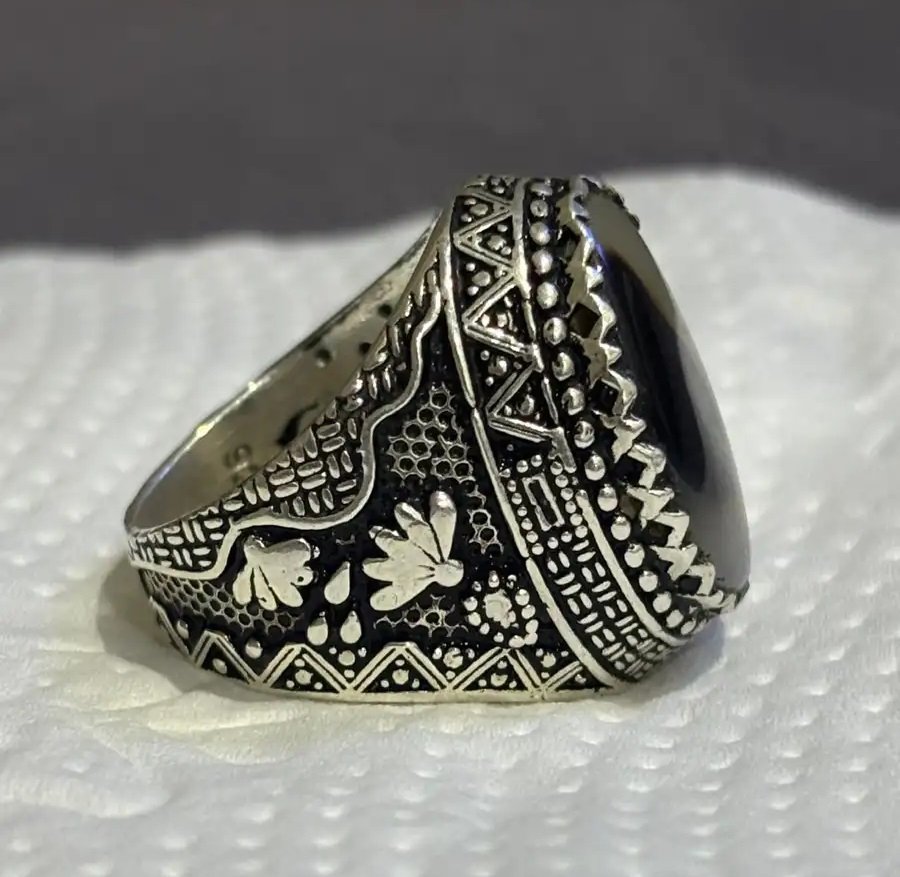 عقيق يماني فضه عيار 925 جديد