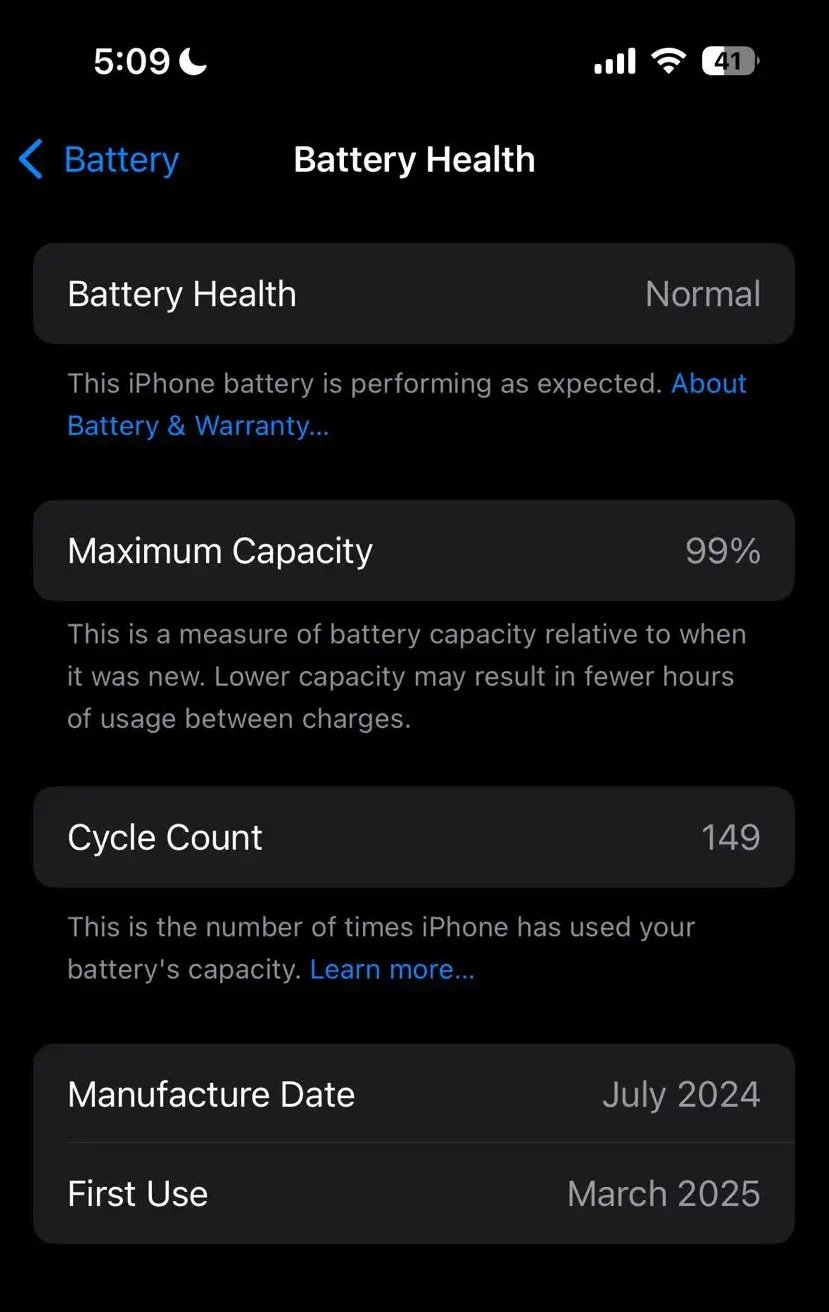 iPhone 15 Pro مساحة 128 جيجا بطارية 99