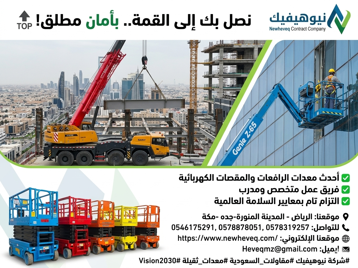 <span style="color:#B3541E !important;">🔥 عرض اليوم</span> - شركة نيوهيفيك للمقاولات وتأجير المعدات الثقيلة والخفيفة